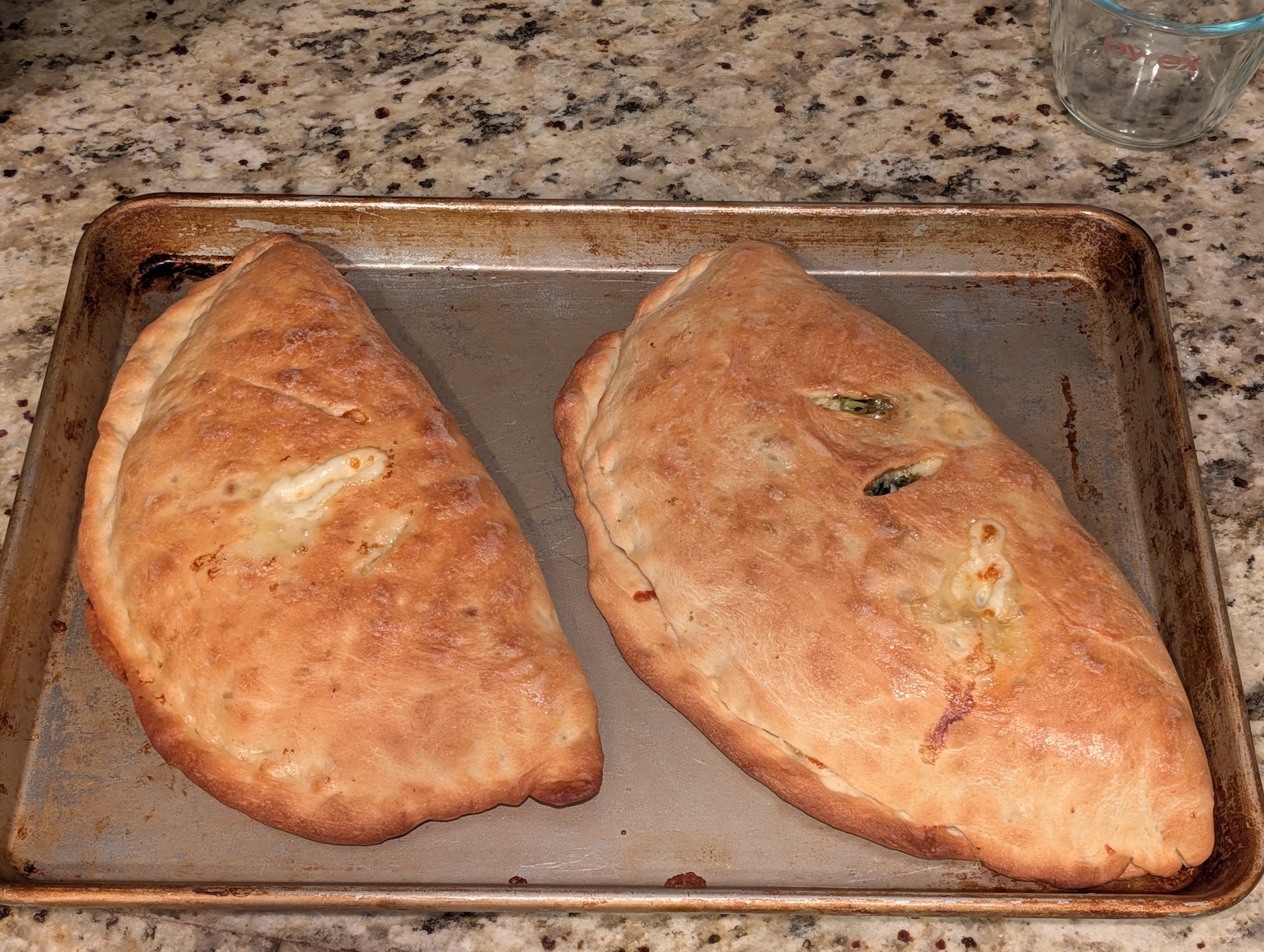 Two homemade calzones