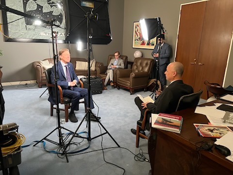 Derek Özkal interviewing Senator John Hickenlooper